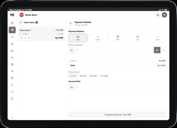 Alur pembayaran di tablet